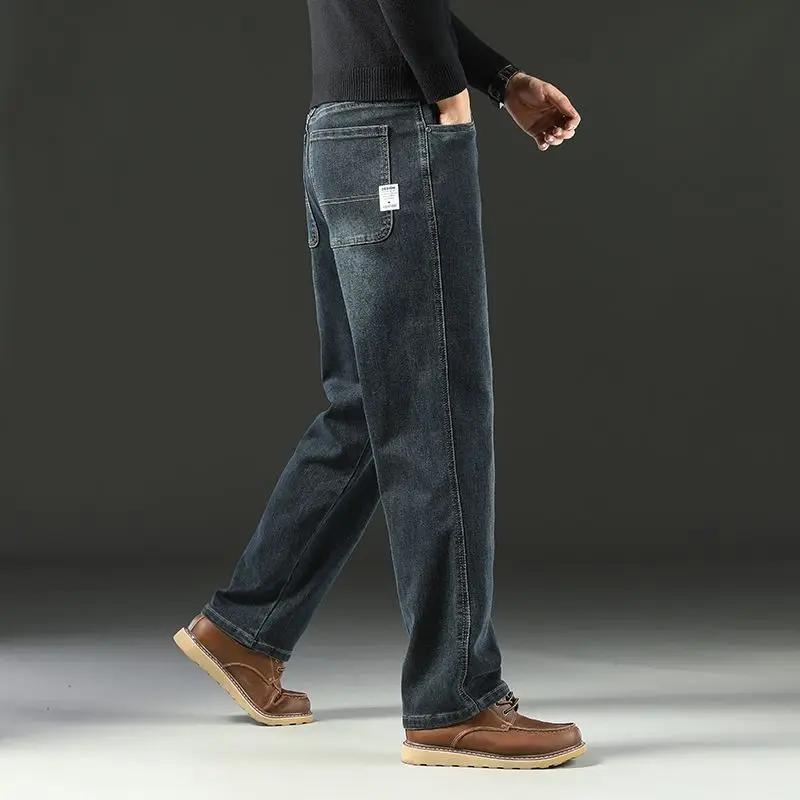 Jean Baggy pour hommes, pantalon en Denim, décontracté, droit, extensible, polyvalent, jambes larges
