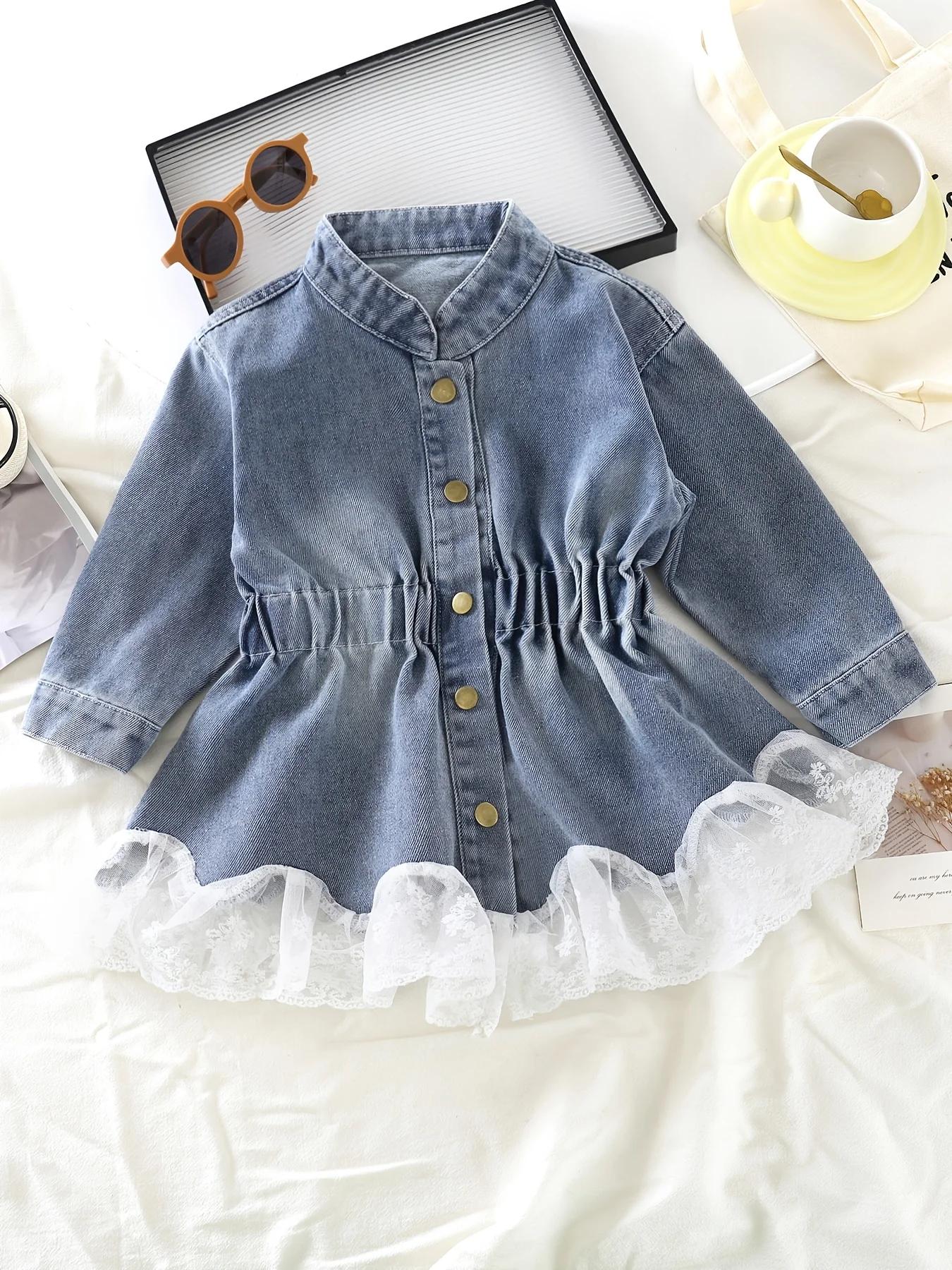 Veste élastique cintrée à la taille pour filles, nouveau style printemps-automne, dentelle, garnitur
