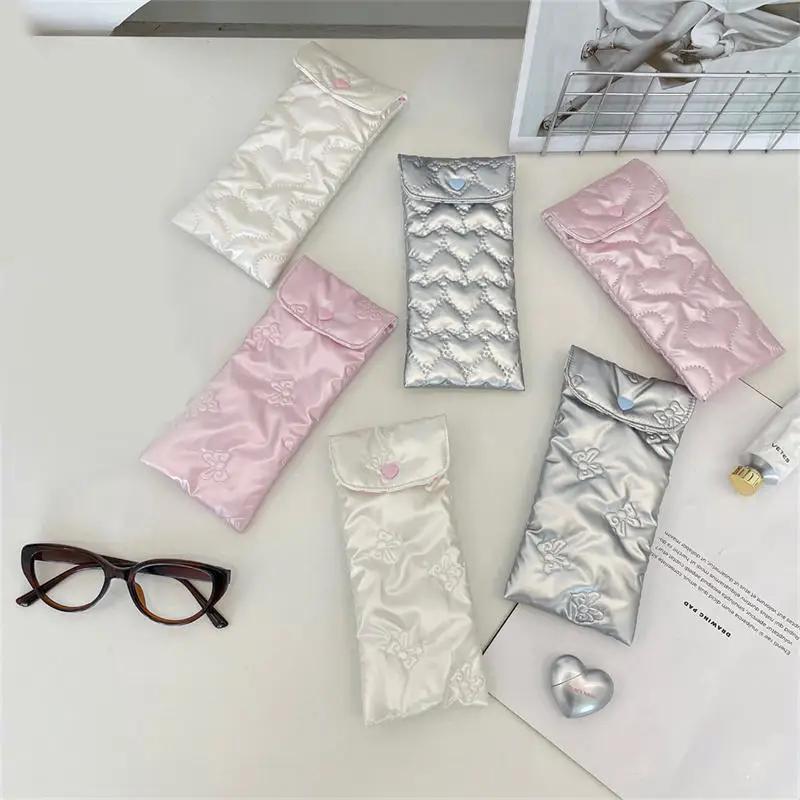 Étui à lunettes à nœud pour femmes, Portable, rembourré en coton, Anti-écrasement, sac de rangement 