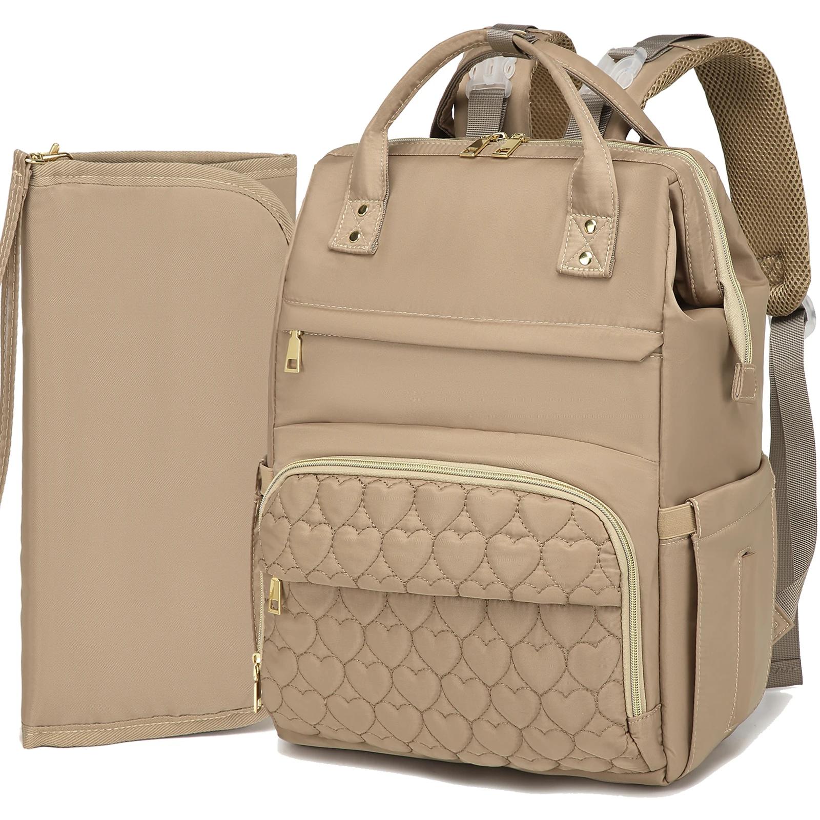 Sac à dos pour couches, sac de voyage imperméable avec poche isotherme, matelas à langer et sangles 