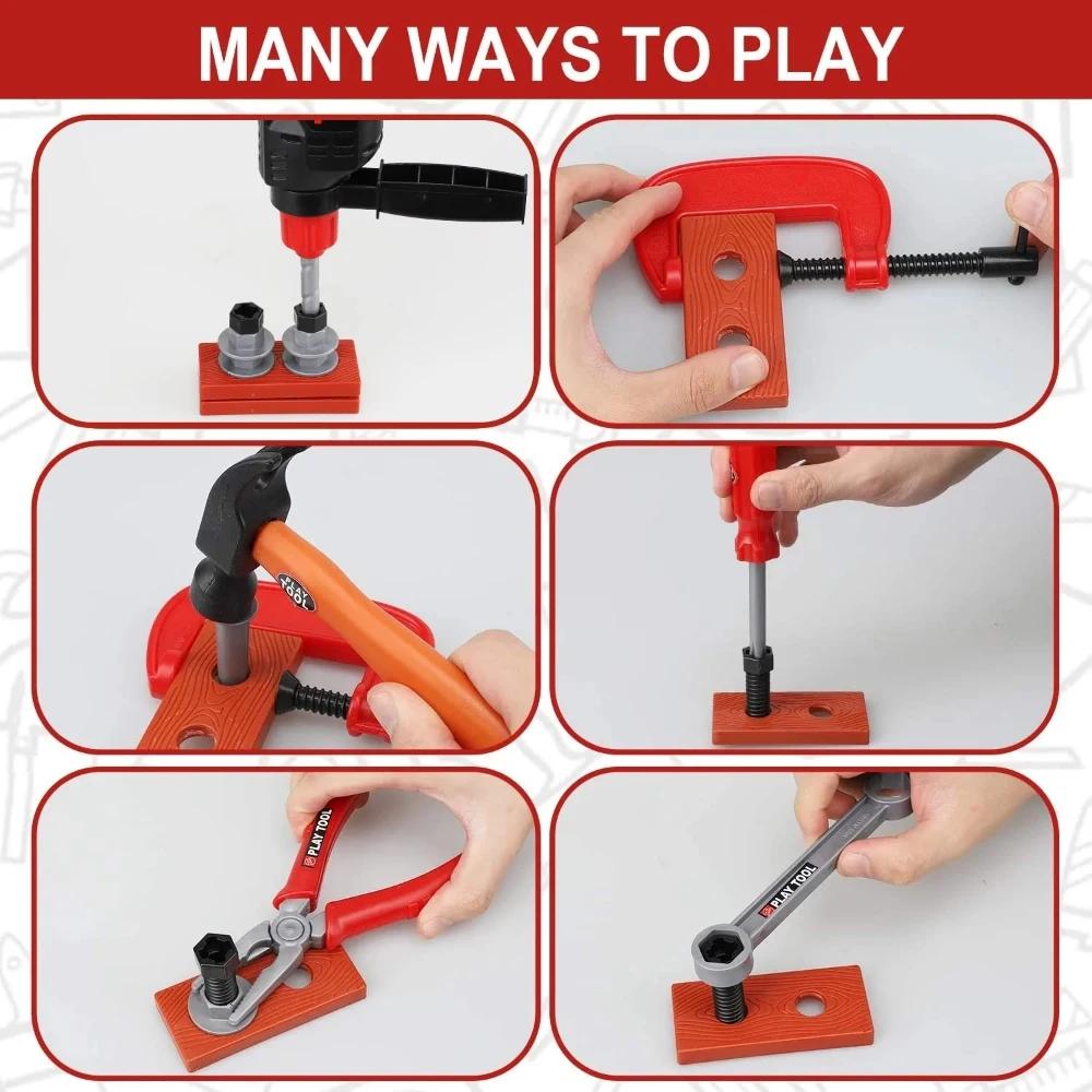 Ensemble d'outils pour enfants avec perceuse jouet électrique Kit de jouets de construction alimenté