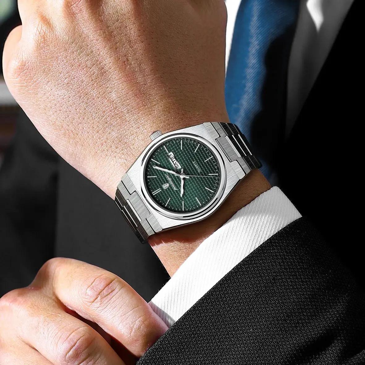 POEDAGAR luxe Original homme montre étanche en acier inoxydable lumineux montre pour homme Date sema