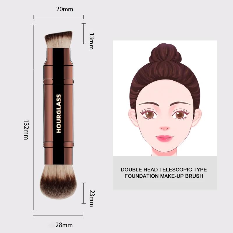 Pinceaux de maquillage multifonctionnels sablier, pinceau de fond de teint à double extrémité et pin