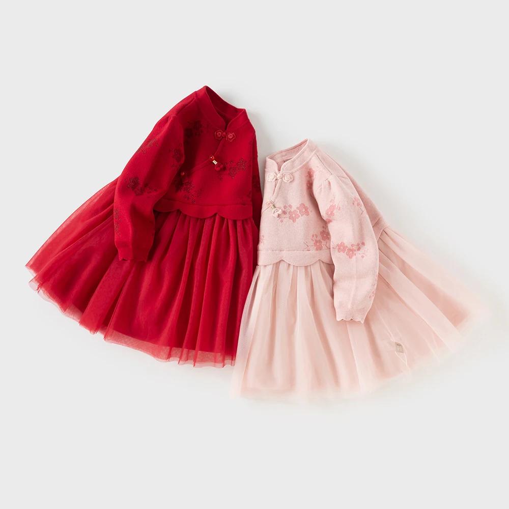 Dave Bella robe de princesse pour filles bébé automne hiver enfants à manches longues charme doux mi