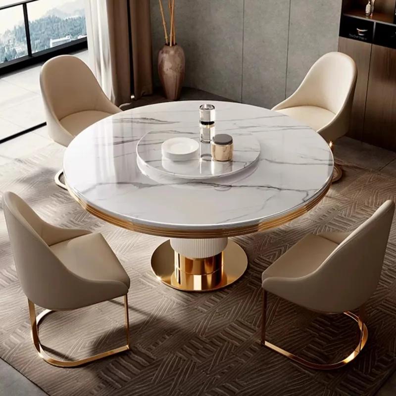 Table à manger ronde et chaise en marbre pour restaurant moderne, combinaison simple, table ronde av