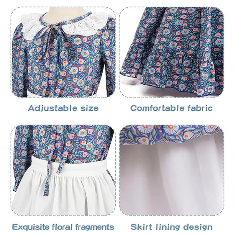 Costume de fête de carnaval pour filles, robe de princesse à fleurs pour enfants, robe pionnière des