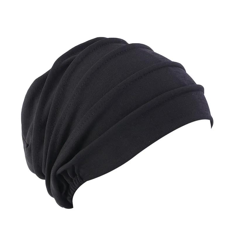 Femmes coton Slouch Bonnet chimio casquette couleur unie Bonnet intérieur Hijabs casquette musulman 