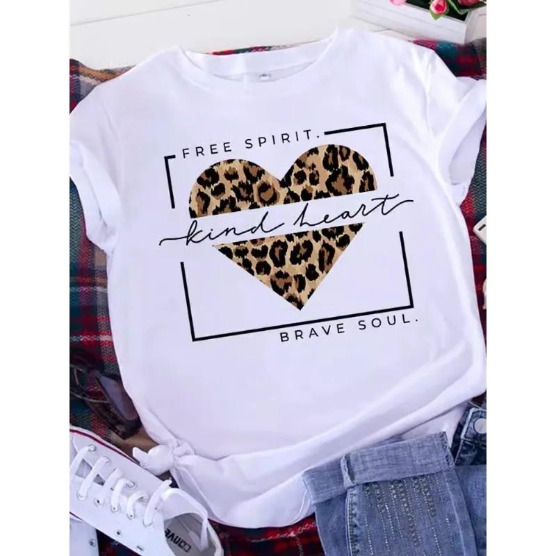Brave Soul L américain rétro lettres amour blanc T-shirt femmes à manches courtes col rond ample gra