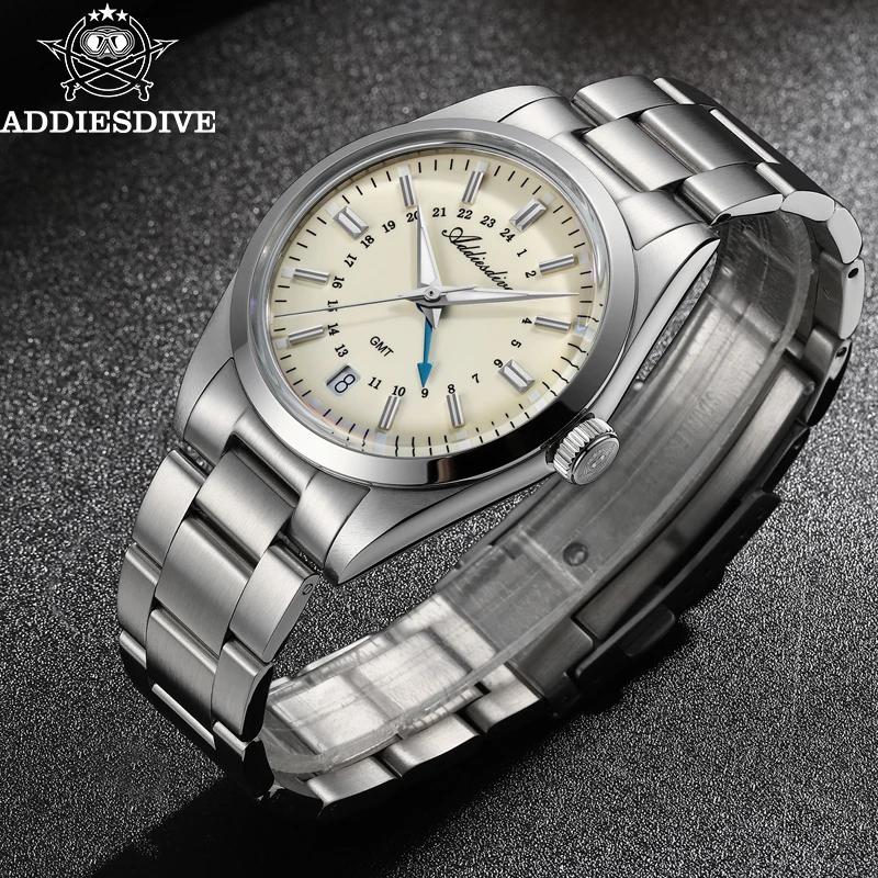 ADDIESDIVE 36mm montre analogique pour hommes GMT 515-24H montre BGW9 lumineux 100m étanche en acier