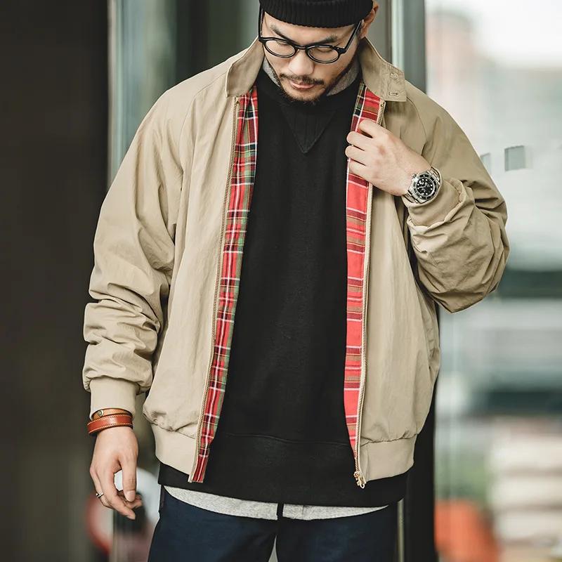 Maden hommes Vintage kaki vestes rétro travail col montant Moto veste décontracté fermeture éclair a