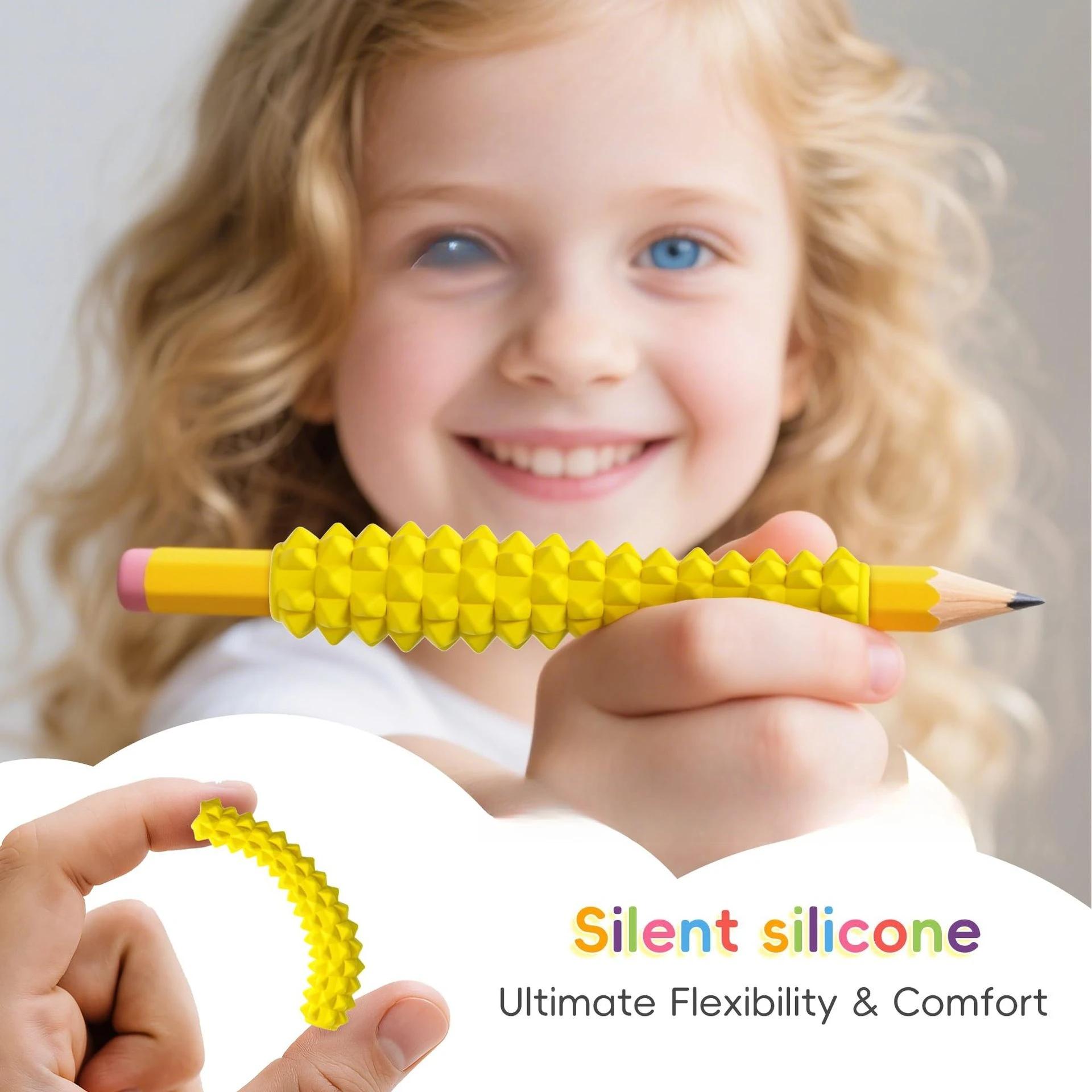 Porte-crayons en Silicone texturé, 4 pièces, créatif, à la mode, Tactile, tdah et autisme, soulageme