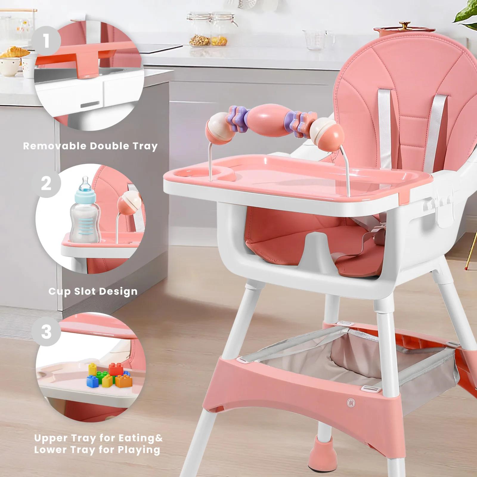 Chaise haute pour bébé à hauteur réglable, chaise haute/basse convertible avec plateau amovible, cei