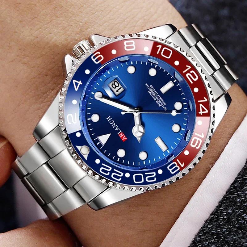 ARLANCH Top marque de luxe mode plongeur montre hommes 3 ATM étanche Date horloge noir Sport montre 