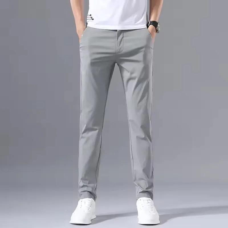2025 printemps automne mince mince hommes pantalons décontractés classique affaires coton Stretch Go