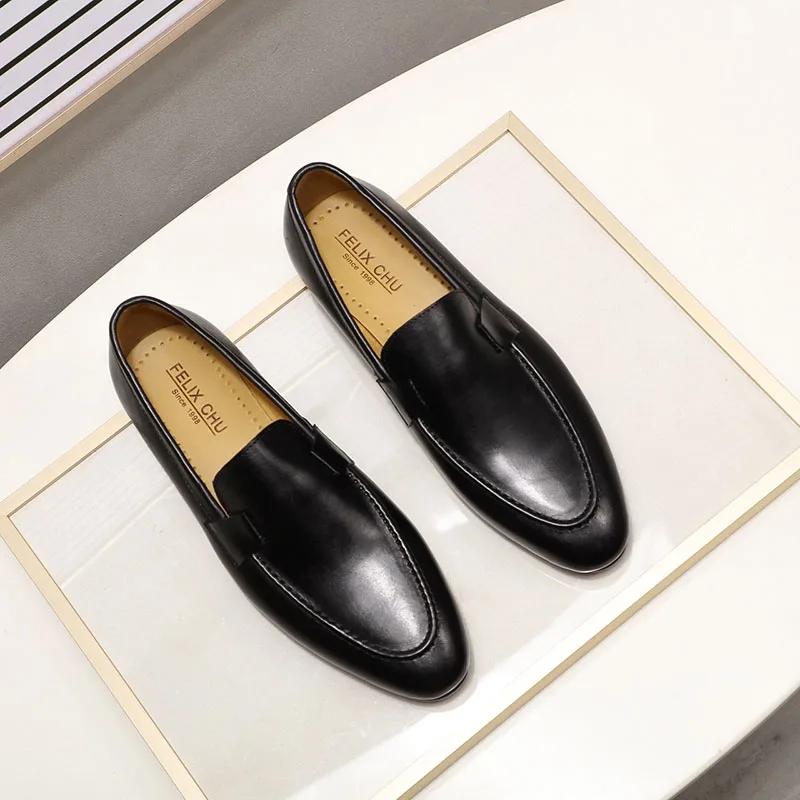 Mocassins pour hommes, Style automne et été, pour fête de mariage, danse, noir, marron, cuir véritab