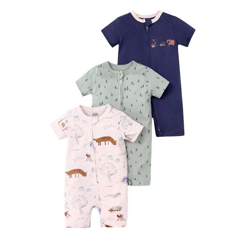 IYEAL bébé été 100% coton barboteuses garçons filles vêtements pyjamas 3 pièces/lot nouveau-né Bebe 