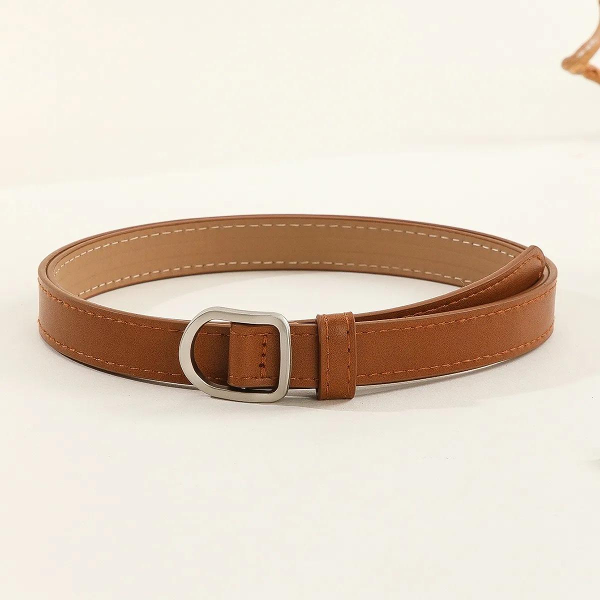 Ceinture paresseuse décontractée Simple perforée pour femmes, associée à des jeans, ceinture en cuir