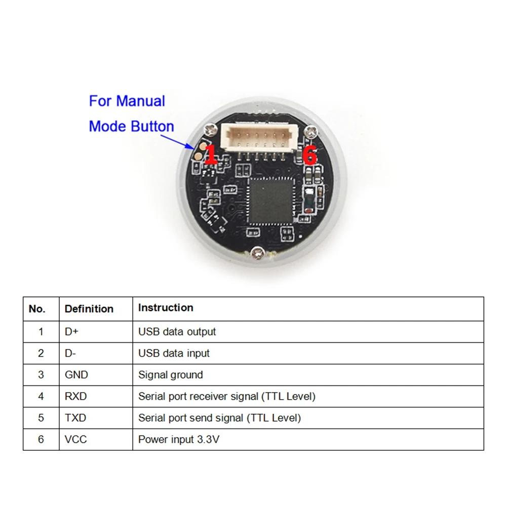 Lecteur de codes-barres GM861S UART, interface USB 1D/JO, code QR, technologie LED blanche et verte
