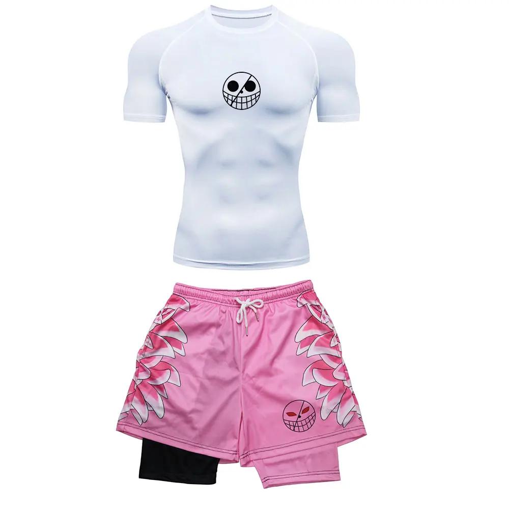 Survêtement de course pour hommes, imprimé Anime, entraînement, Fitness, ensemble de vêtements de Sp