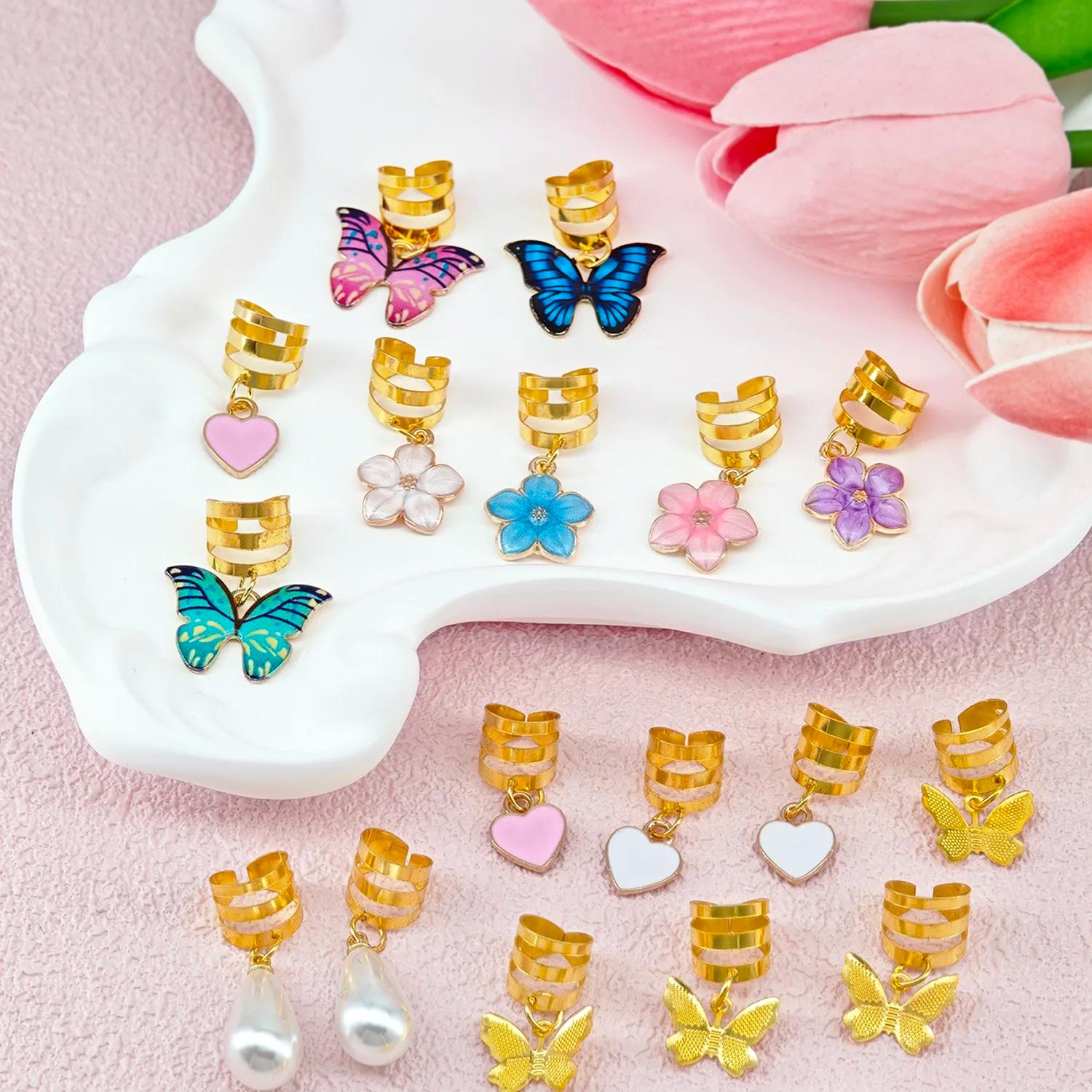 Pinces tressées papillon en cristal, 20 pièces, accessoires pour cheveux, Dreadlock, pendentif papil