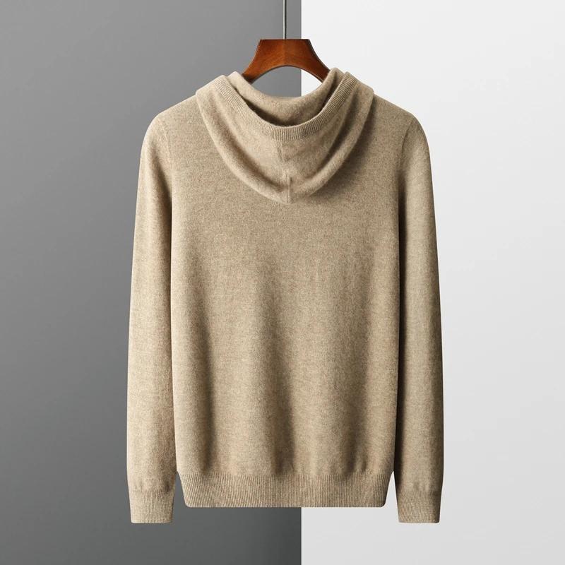 MVLYFLRT Sweat à capuche une pièce prêt à porter pour homme 100% laine mérinos pull tricoté chemise 