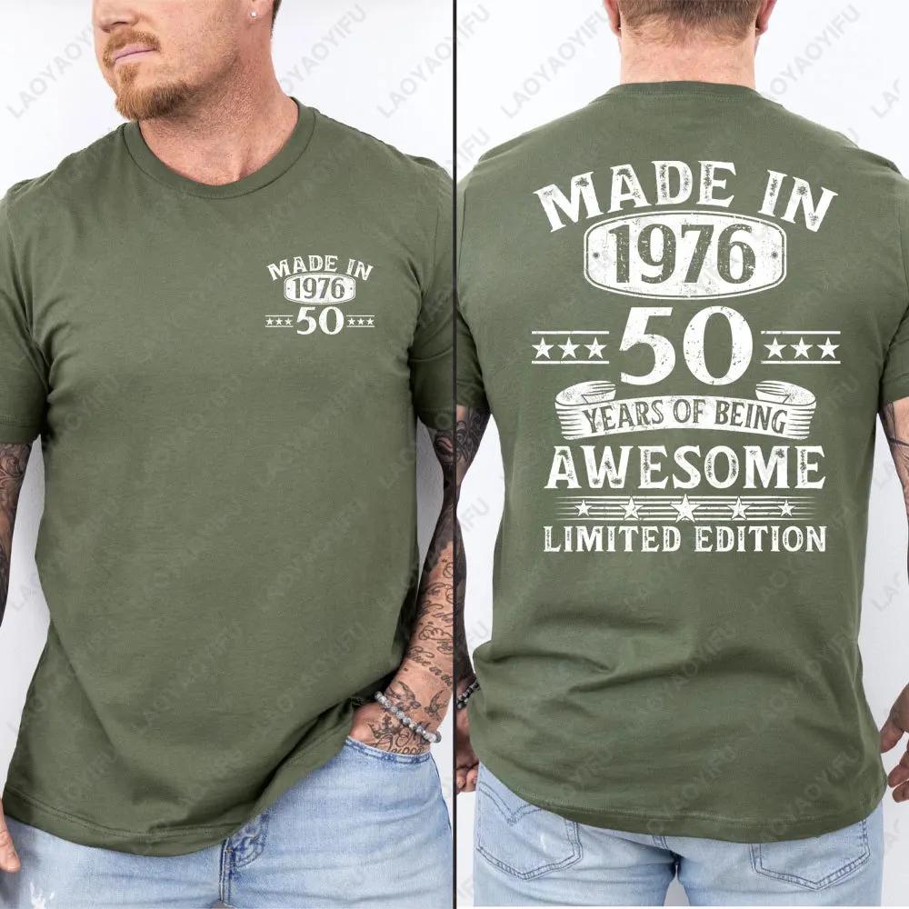 T-shirts graphiques pour hommes, imprimés recto-verso, édition limitée, fabriqués en 1976, 50 ans d'