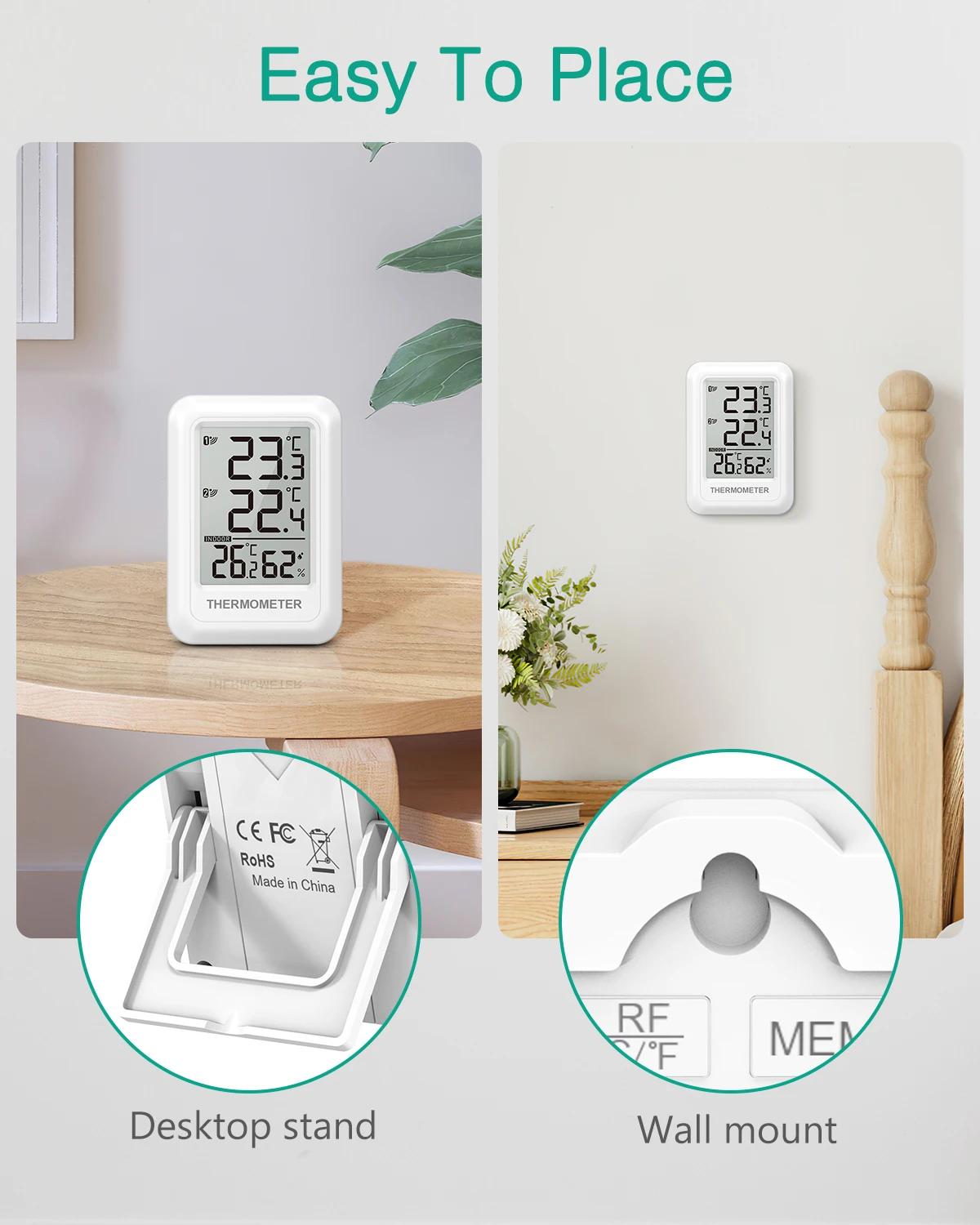 ORIA Thermomètre extérieur Hygromètre intérieur sans fil Thermomètre d'ambiance numérique avec 2 cap