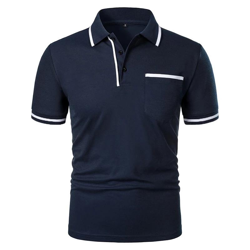 Nouveaux hommes à manches courtes polos couleur unie t-shirt style décontracté été à la mode respira