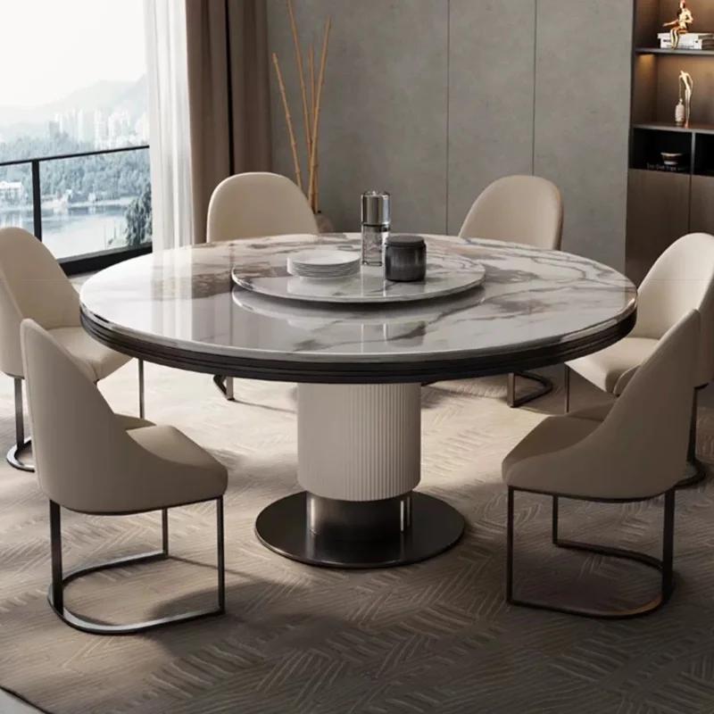 Table à manger ronde et chaise en marbre pour restaurant moderne, combinaison simple, table ronde av