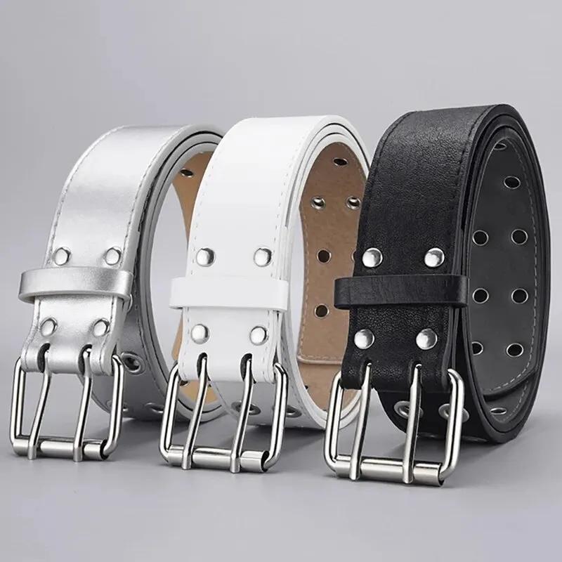 Ceinture tendance Simple à Double trou pour hommes et femmes, 1 pièce, Style Punk Hip Hop Rock, sous