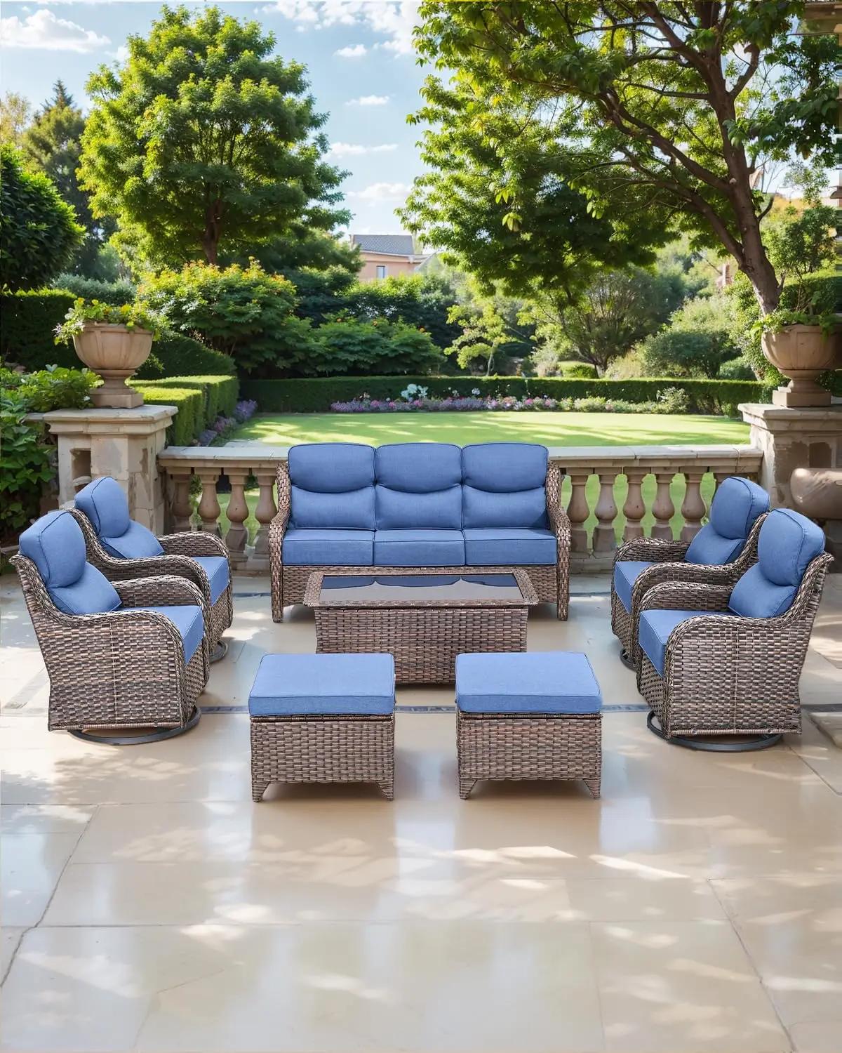 Ensemble de coussins de patio 24x24x6 po, 5 pièces, zippés, résistants à l'eau, pour chaise à bascul