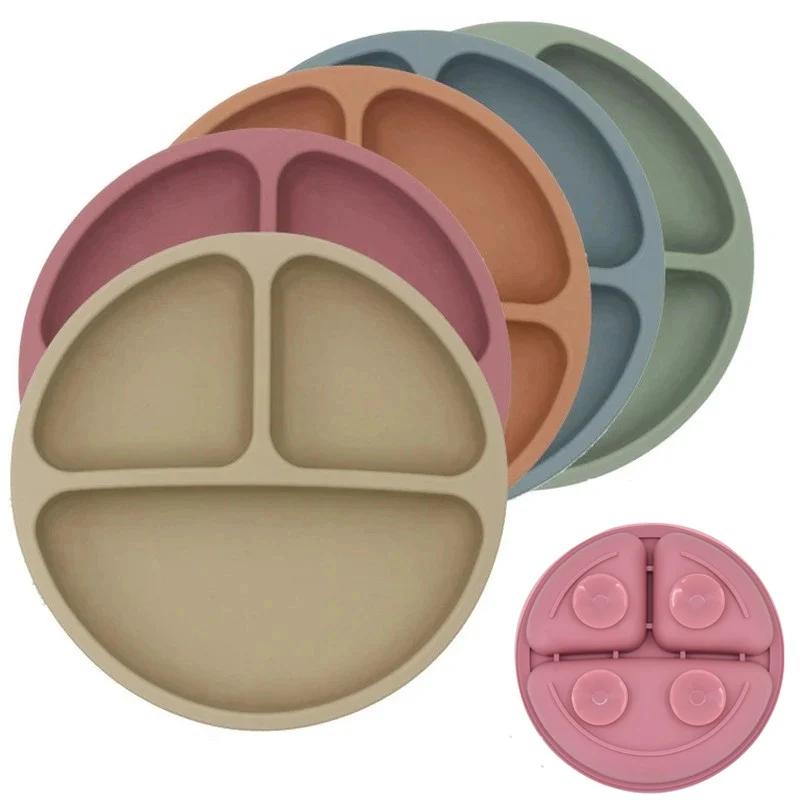 Bébé sûr Silicone assiette à manger aspiration dessin animé enfants plats alimentation enfant en bas