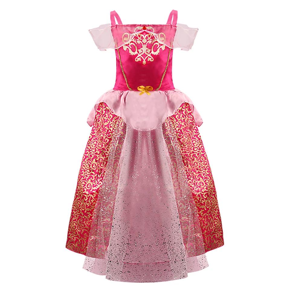 Robe carnaval bretelles petites filles Aurora princesse luxe - Été Noël vêtements éducatifs