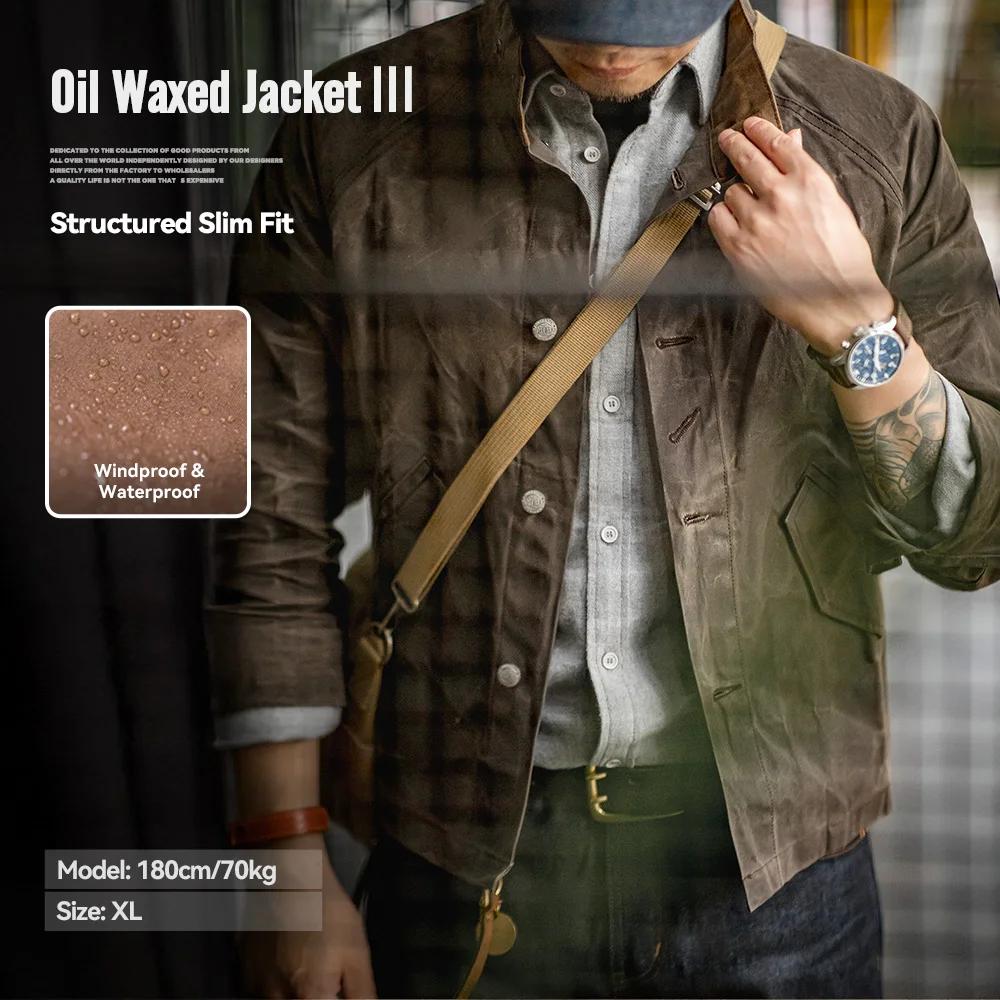 Maden – veste cirée à l'huile Vintage pour hommes, col montant, Version III, toile imperméable, coul