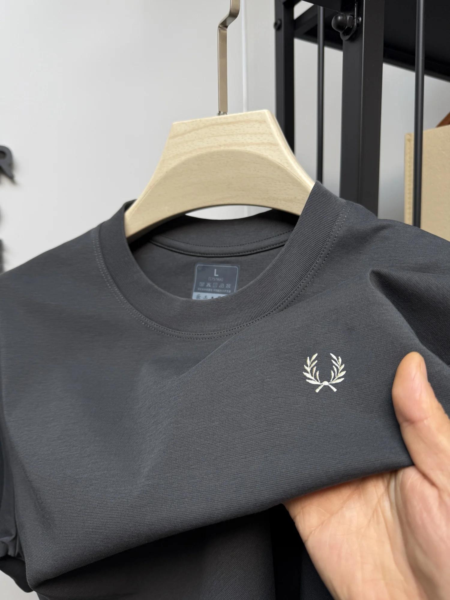 T-shirt à col rond brodé pour hommes, tendance et exquis, à la mode, classique, confortable et respi