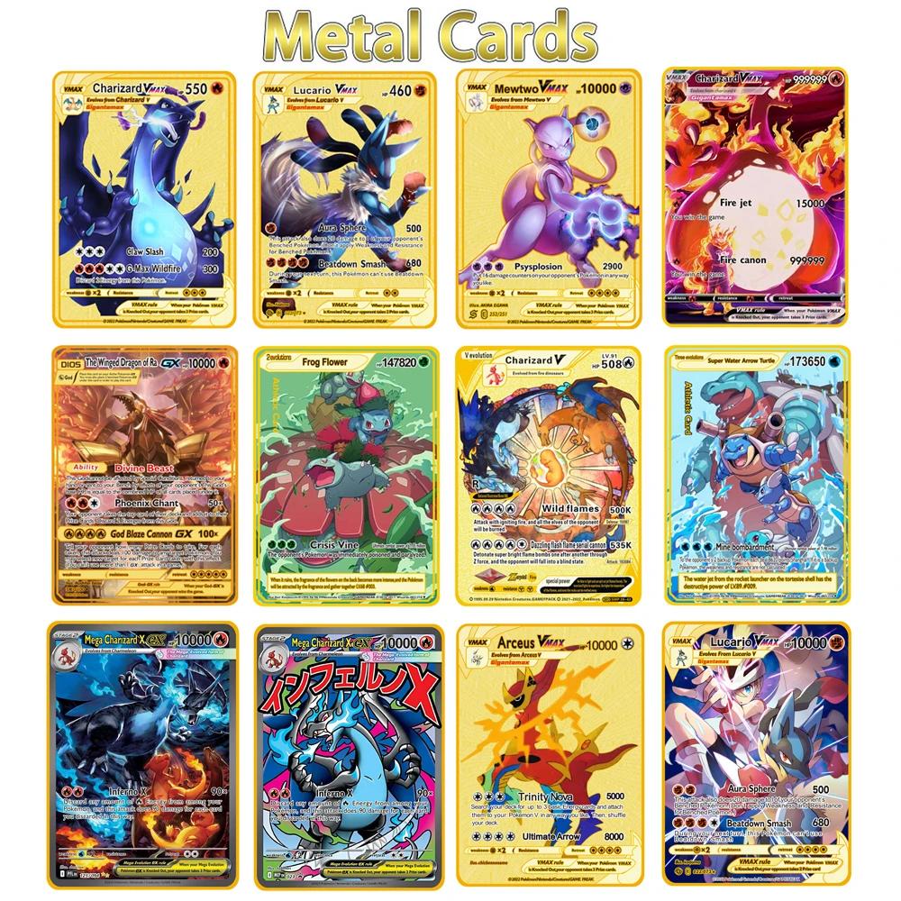 Nouvelle Carte Métallique Pokémon 2026 10000 Points Arceus Charizard Super Carte Dorée Anglaise Mewt