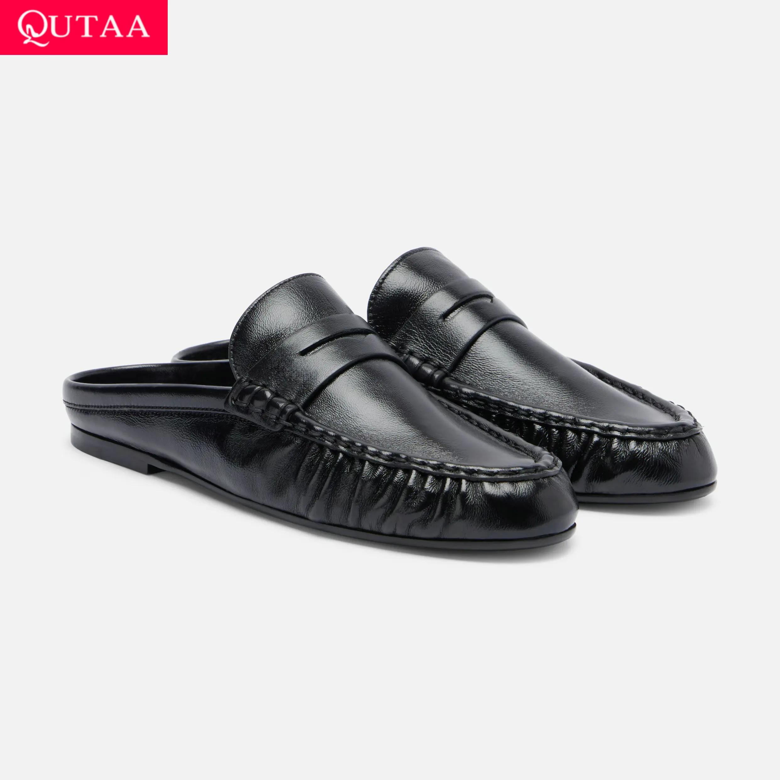 QUTAA – chaussures plates pour femmes, mocassins, mules à bride arrière, chaussures d'été décontract