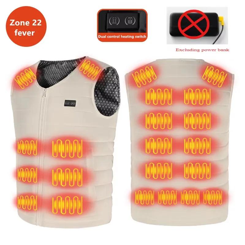 Nouveau hiver unisexe col en v 22 zones résistant à la chaleur gilet chaud personnes d'âge moyen et 