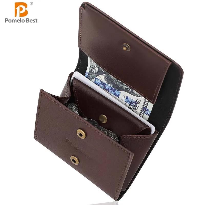 Petit portefeuille Portable pour hommes en cuir de Grain fin, Mini portefeuille Vintage en cuir véri