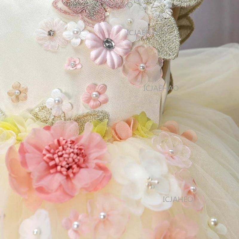 Nouvelle Robe de Princesse Faite à la Main avec Appliques pour Filles, Tenue de Cérémonie, d'Anniver