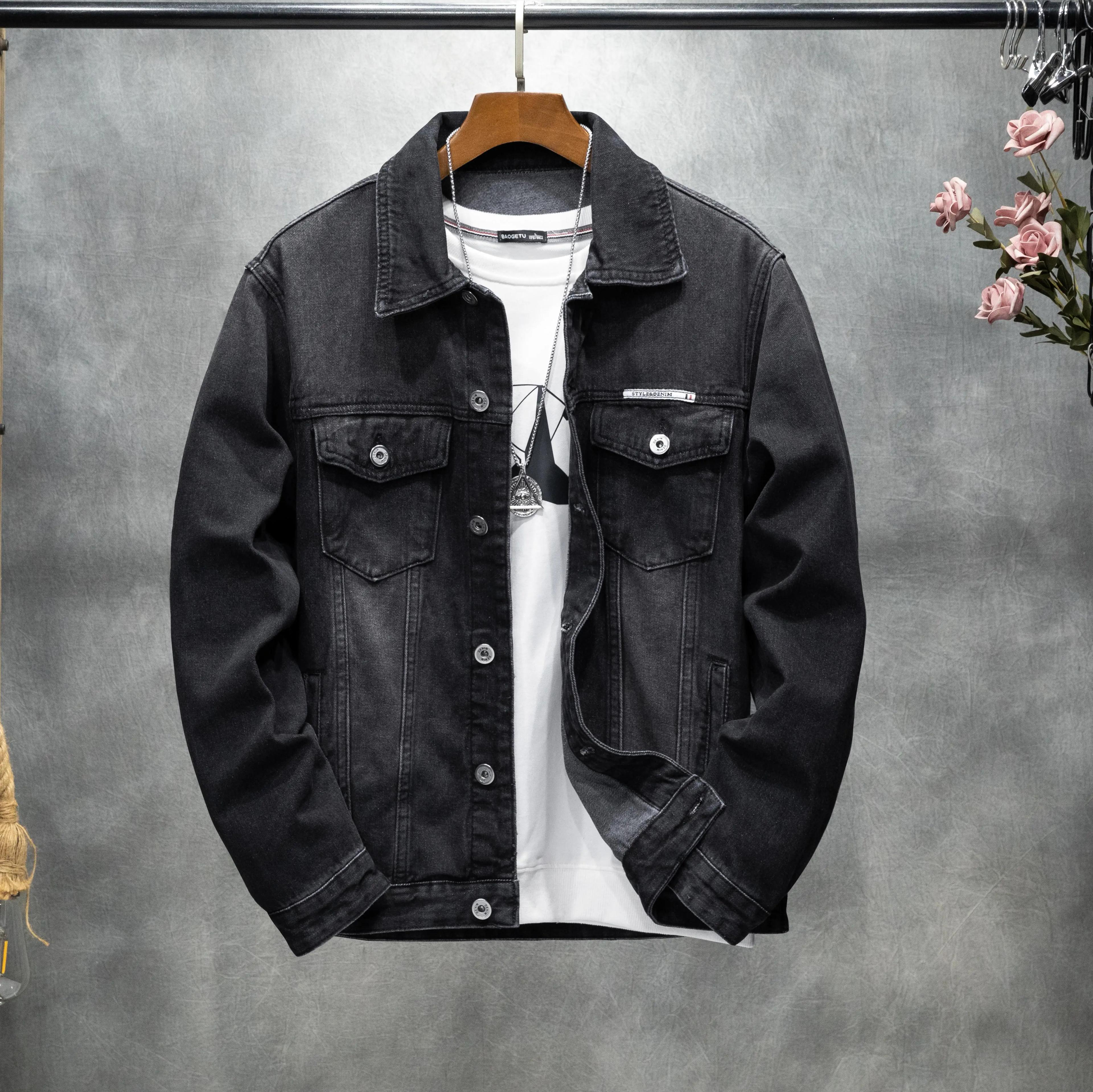 Veste en denim non extensible pour hommes, style américain, vintage, classique, polyvalente, grande 