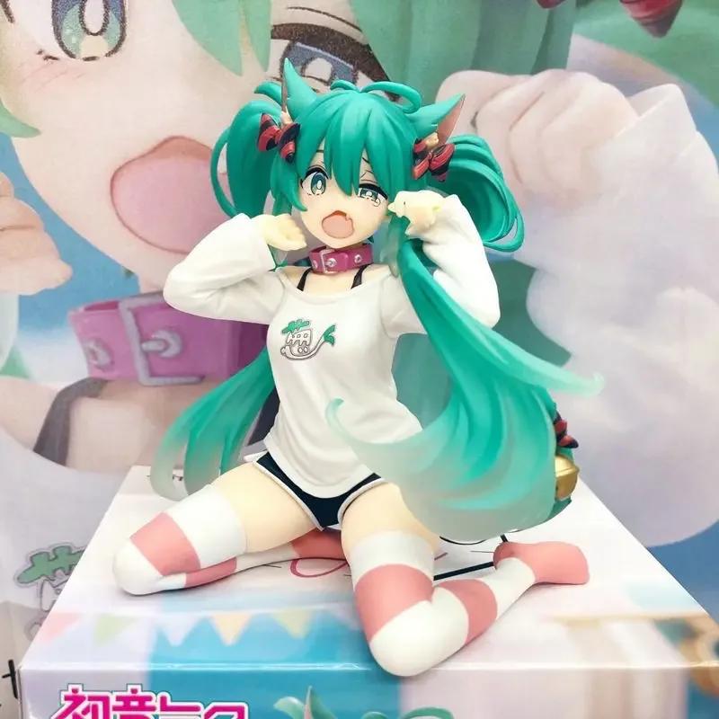 2026 ** 12 cm Anime Hatsune Miku figurine avec oreille de chat à manches longues vêtements PVC modèl