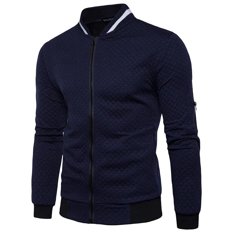 Sweat-shirt pour hommes avec poches zippées, demi-survêtement fin de couleur unie, décontracté, à ca