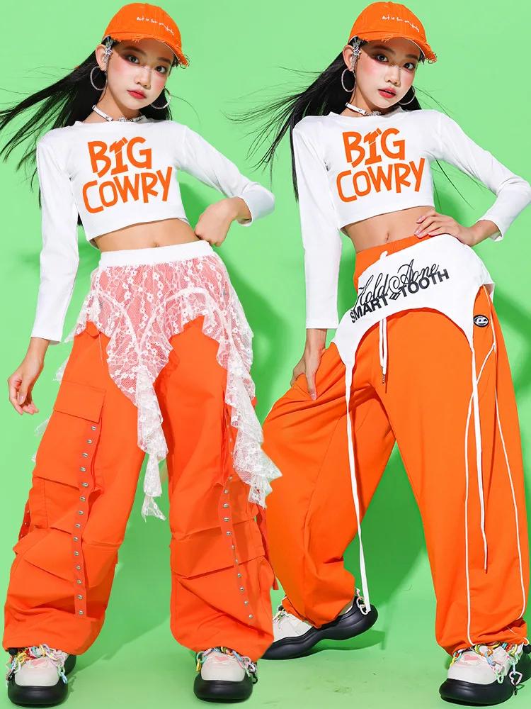 Crop top hip hop pour filles, pantalon cargo coloré, costumes pour enfants, streetwear pour enfants,
