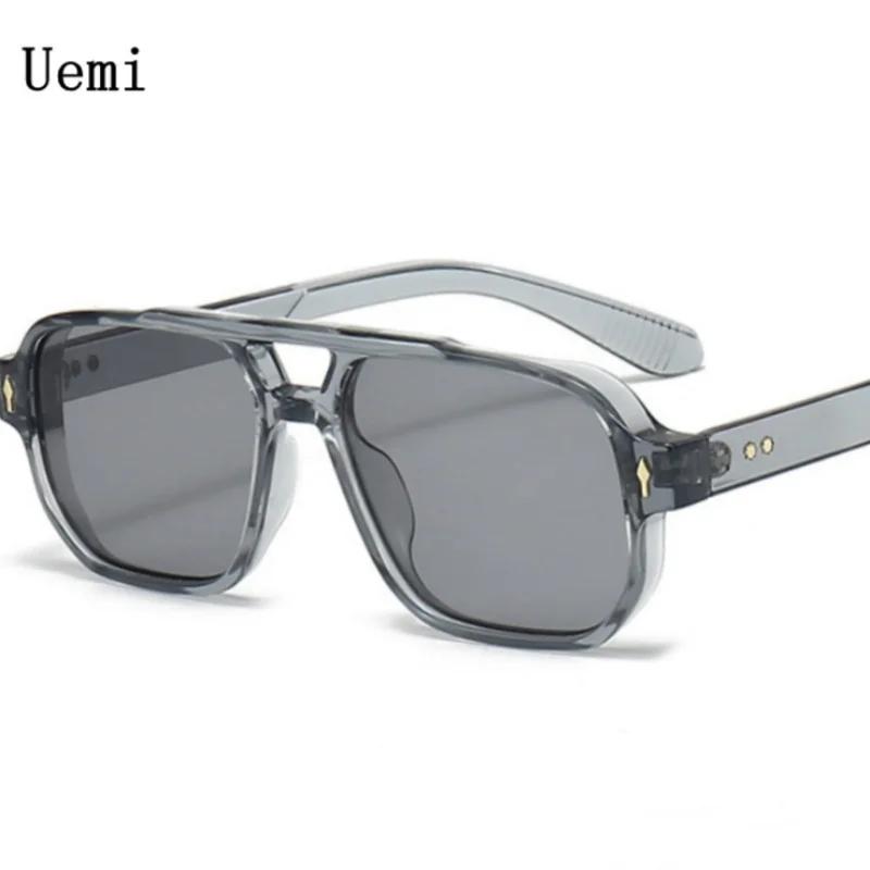 Lunettes de soleil carrées rétro à Double pont pour femmes et hommes, Design de luxe à la mode, Rive