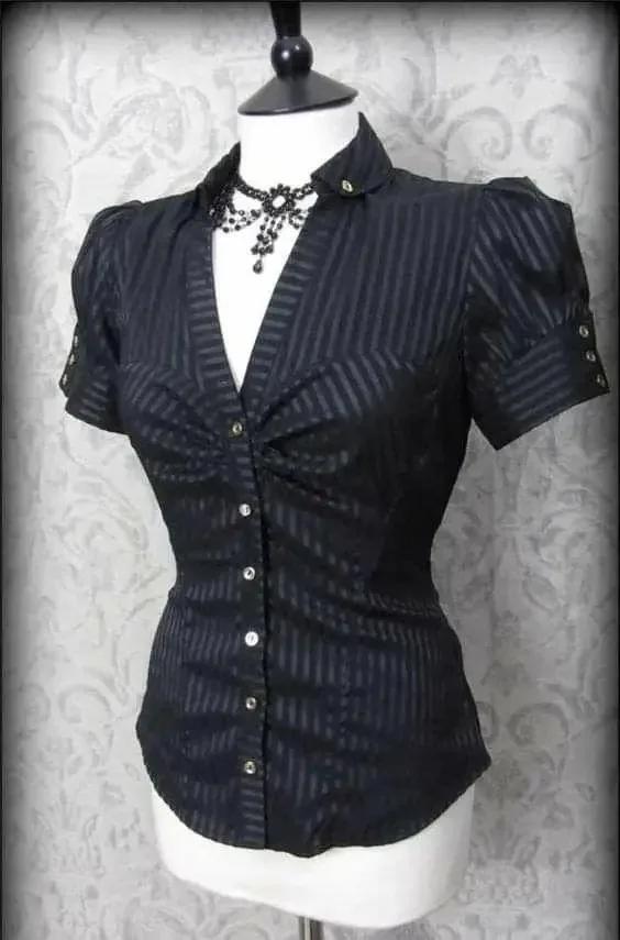 Vintage esthétique femmes personnalité Y2K mince vêtements mode chemises Harajuku à manches courtes 
