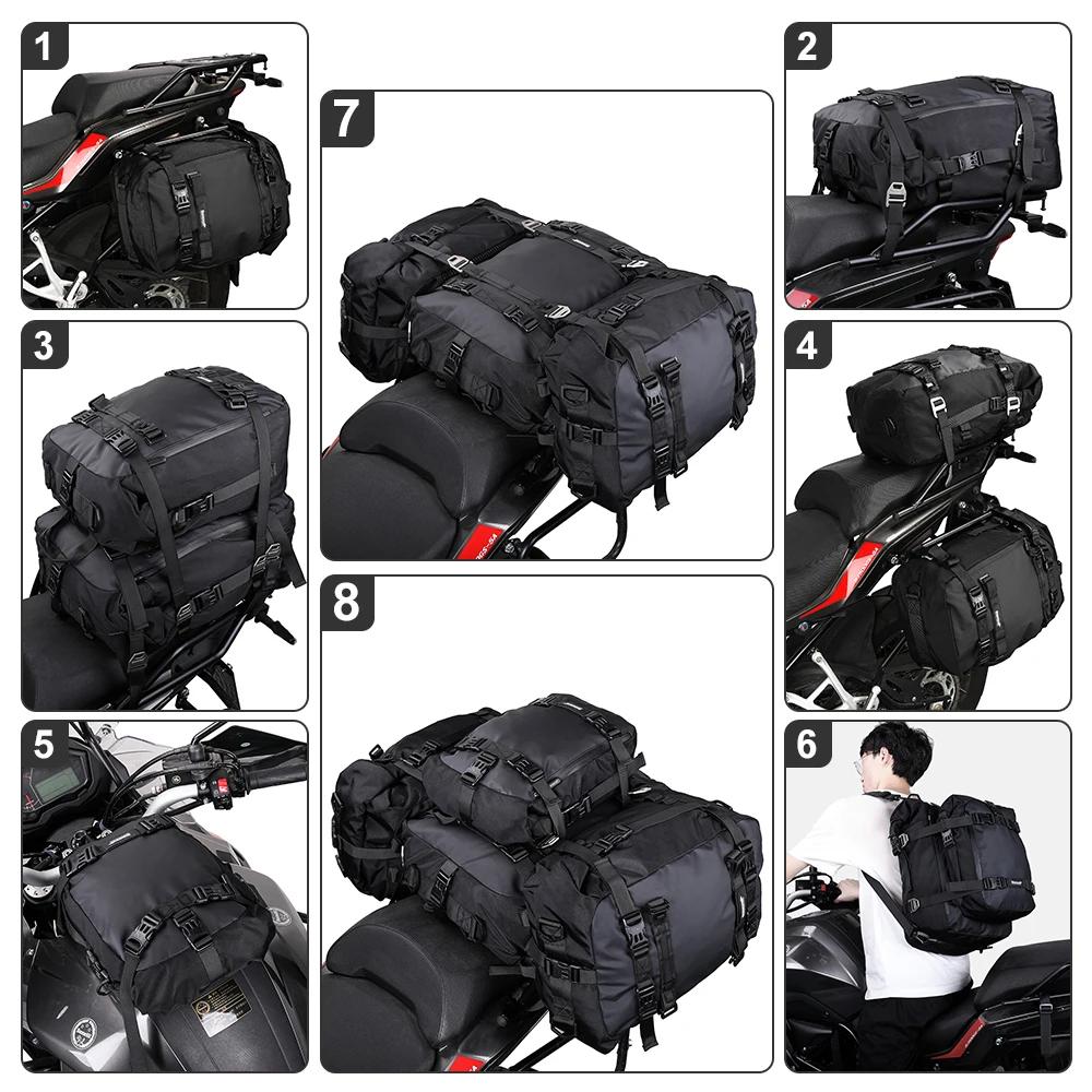 Rhinowalk sac de siège arrière de moto 10/20/30L étanche multifonctionnel selle côté sac à bagages s