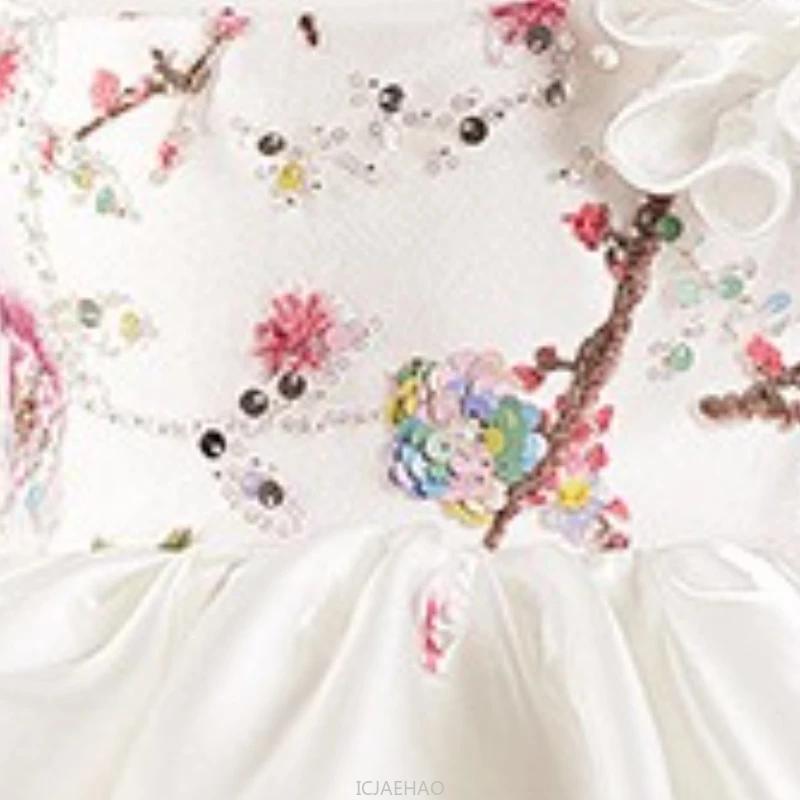 Robe de mariée en Satin blanc pour filles, tenue de princesse Tutu à manches flottantes, vêtements p
