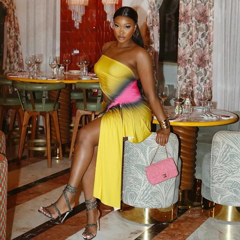 Robe mini asymétrique plissée à bretelles croisées, sans manches, dos nu, avec rubans et empiècement