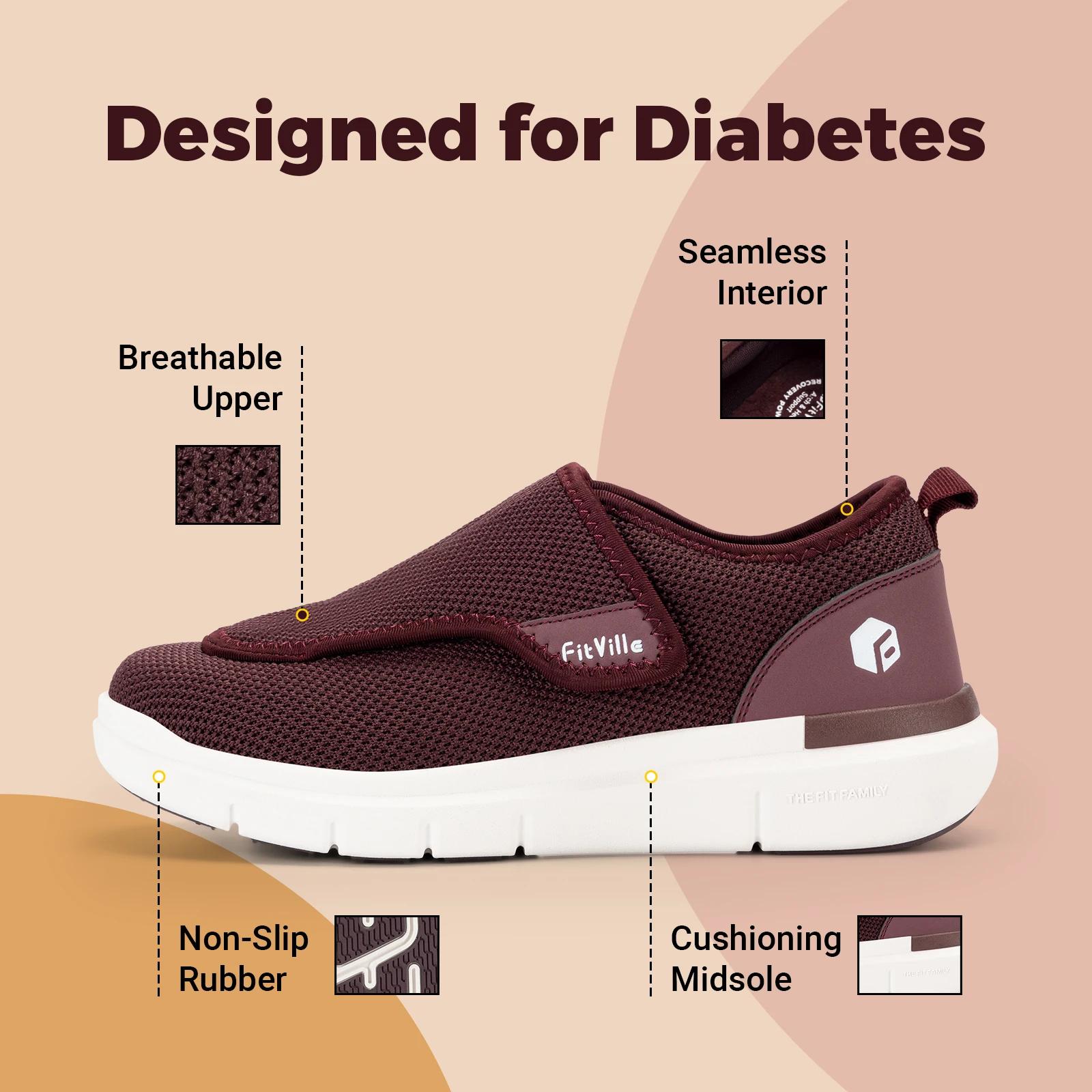 FitVille Chaussures pour diabétiques extra larges pour femmes Chaussures de marche réglables pour pe